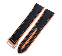 SBZIOJHDR Cinturino for orologio in gomma composita in pelle bovina e tessuto(Blk org round,22mm)