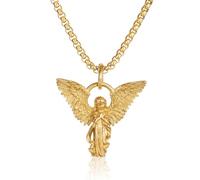 SBZIOJHDR collana, Collana con ciondolo a forma di piccolo angelo custode, catena hip hop religiosa vintage in acciaio al titanio(Gold)