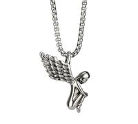 SBZIOJHDR collana, Collana vintage gotica con angelo custode, ala d'angelo in acciaio al titanio placcata in oro for donna e uomo
