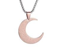 SBZIOJHDR Collana con ciondolo luna religiosa araba for donne Dio Messaggero Islam Musulmano Gioielli in acciaio inossidabile(Rose gold)
