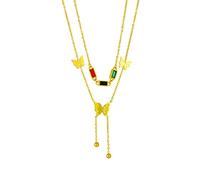 SBZIOJHDR Collana con pendente a farfalla in zirconi colorati in acciaio inossidabile 316L for donne nuove ragazze clavicola 2in1 catene regali di gioielli