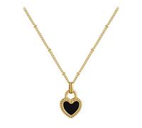 SBZIOJHDR Collana con pendente in cristallo di zircone a forma di cuore di pesca nera in acciaio inossidabile 316L for le donne Nuovi regali di gioielli con catena al collo di lusso