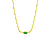 SBZIOJHDR Collana con pendente in cristallo verde quadrato geometrico in acciaio inossidabile 316L for regali di gioielli con catena a serpente piatto di moda da donna