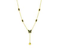 SBZIOJHDR Collana con pendente in zircone a farfalla nera in acciaio inossidabile 316L for le donne Nuove ragazze Catena con clavicola Regali di gioielli Bijoux