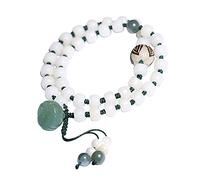 SBZIOJHDR collana di legno, Braccialetti con semi di Bodhi bianchi intagliati fiore di loto donne fortunate uomini preghiera gioielli del buddismo tibetano