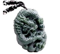 SBZIOJHDR collana in giadaite, Ciondolo drago di giadeite intagliato a mano for uomo o donna, collana amuleto, gioielli giada intagliati a for e(B 61 * 43 * 13mm)