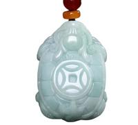 SBZIOJHDR collana in giadaite, Collana con ciondolo a forma di tartaruga e drago in giadeite birmana intagliata a mano, amuleto portafortuna, pietra giada, for donne uomini