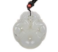 SBZIOJHDR collana in giadaite, Collana con ciondolo in ossidiana naturale pura, amuleto e talismano del Bodhisattva dello zodiaco(Twosided Pixiu)