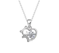 SBZIOJHDR collane Collane a cuore Moissanite for donne, collane con diamanti a taglio rotondo VVS1 colore D da 0,5 ct, ciondolo a in argento sterling 925, regali di gioielli for certificato(Clear)