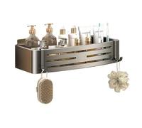 SBZIOJHDR Contenitori per il bagno, Portaoggetti adesivo da doccia a parete con 4 ganci, soluzione for riporre gli asciugamani senza forare(Gris)