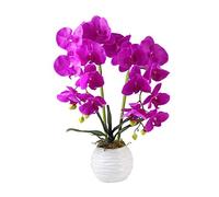SBZIOJHDR Fiori Artificiali, Decor Fiori Artificiali con Vaso Orchidea Artificiale Bonsai, di Orchidee PU Finte for Casa Ufficio Soggiorno Tavolo FintiBianco(Purple)