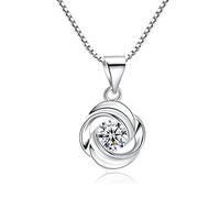 SBZIOJHDR Lunghezza della collana del pendente di amore rotante di zirconi cubici dei nuovi gioielli di moda della donna di placcatura d'argento