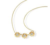 SBZIOJHDR Moda semplice tre piccoli pendenti con fiori margherita Collana con zirconi Collana in acciaio al titanio placcato oro 18 carati Collana con clavicola da donna