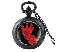 SBZIOJHDR orologio da tasca, Orologio da tasca al quarzo vintage a mano di Fullmetal Alchemist for uomo e donna, orologio con ciondolo, collana, regalo, nero