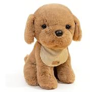 SBZIOJHDR Peluche, Simpatico peluche a forma di cucciolo, morbido cane pezza con bandana a strisce, adorabile compagno coccole for i più piccoli(Brown,22cm)