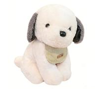 SBZIOJHDR Peluche, Simpatico peluche a forma di cucciolo, morbido cane pezza con bandana a strisce, adorabile compagno coccole for i più piccoli(White,30cm)