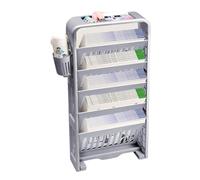 SBZIOJHDR portalibri, Carrello porta libri mobile, girevole e rimovibile, in plastica, multifunzionale, con ruote, scaffale da tavolo, grigio 37x10x71 cm
