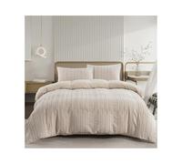 SBZIOJHDR Set Copripiumino, Copripiumino Testurizzato 2/3 Pezzi Set di Biancheria da Letto in Morbida Microfibra Lusso (Set Letto)(Khaki,US Full(203x229cm))