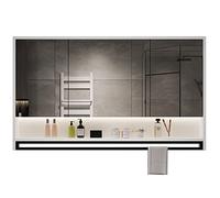 SBZIOJHDR specchio da bagno, con mobiletto a specchio for bagno luci e organizer antiappannamento for soggiorno(A,60x75x12cm)