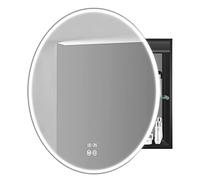 SBZIOJHDR specchio da bagno, Mobiletto con specchio for bagno, mobiletti a LED, organizer antiappannamento, dimmer, mobiletto anta in vetro a parete(Black,60cm)