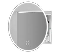 SBZIOJHDR specchio da bagno, Mobiletto con specchio for bagno, mobiletti a LED, organizer antiappannamento, dimmer, mobiletto anta in vetro a parete(Silver,60cm)