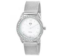 SC Crystal Orologio al quarzo da donna in metallo rodiato, argento, Bracciale