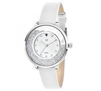 SC Crystal Orologio al quarzo da donna in metallo rodiato, bianco, Cinghia