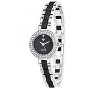 SC Crystal Orologio al quarzo da donna in metallo rodiato, Nero , Bracciale