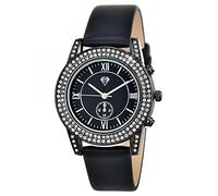 SC Crystal Orologio al quarzo da donna in metallo rodiato, Nero , Cinghia