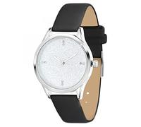 SC Crystal Orologio al quarzo da donna in metallo rodiato, Nero , Cinghia