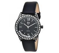 SC Crystal Orologio al quarzo da donna in metallo rodiato, Nero , Cinghia