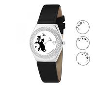 SC Crystal Orologio al quarzo da donna in ottone, Nero , Cinghia