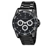 SC Crystal Orologio al quarzo da uomo in metallo rodiato, Nero