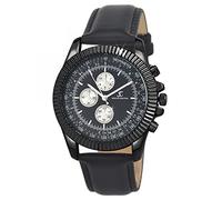 SC Crystal Orologio al quarzo da uomo in metallo rodiato, Nero , Cinghia