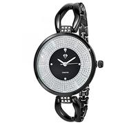 SC Crystal - Orologio da donna, interamente in metallo rodiato, colore: nero, dimensioni regolabili, idea regalo
