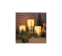 SC E-COMMERCE Set di 3 Candele LED - Design Albero di Natale Verde