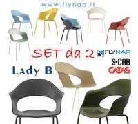 SCAB DESIGN SET DA 2 SEDIE LADY B 4 GAMBE VERNICIATE CASA BAR LIVING PRANZO