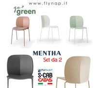 SCAB DESIGN SET DA 2 SEDIE MENTHA VERNICIATE CASA BAR LIVING PRANZO GO GREEN