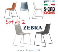 SCAB DESIGN SET DA 2 SEDIE SEDIA CASA CUCINA BAR LIVING ZEBRA TELAIO A SLITTA
