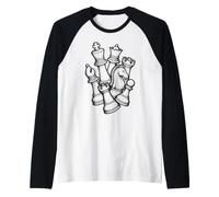 Scacchi Amante Pezzi Giocatore Vintage Pronto A Giocare Maglia con Maniche Raglan
