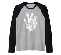 Scacchi Amante Pezzi Giocatore Vintage Pronto A Giocare Maglia con Maniche Raglan