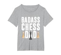 Scacchi Badass papà Scacco Matto Gioco Giocatore Regalo Maglietta, Donna Plus-Size, Grigio Melange, 1X