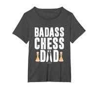 Scacchi Badass papà Scacco Matto Gioco Giocatore Regalo Maglietta, Donna Plus-Size, Grigio Scuro, 5X