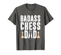 Scacchi Badass papà Scacco Matto Gioco Giocatore Regalo Maglietta, Uomo, Asfalto, 5XL