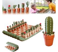Scacchi cactus, set di scacchiere arrotolabili con cactus, design da vaso a bordo stampato in 3D, pezzi succulenti magnetici, scacchi e dama portatili da viaggio, regalo per gli amanti delle piante