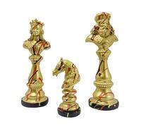 Scacchi decorativi trio reale - statuette in resina di re, regina e cavaliere Chess set, ideale per la mostra in casa o come pezzo da collezionismo.