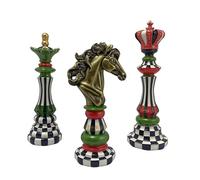Scacchi decorativi trio reale - statuette in resina di re, regina e cavaliere Chess set, ideale per la mostra in casa o come pezzo da collezionismo. (D)