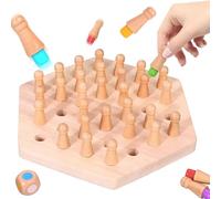 Scacchi di memoria, Gioco di scacchi di memoria in legno, Gioco di abbinamento per bambini con pezzi di legno naturale, Partita per potenziare il cervello per la famiglia, Giochi di carte per bambini