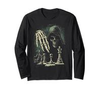 Scacchi Grim Mietitore Teschio Scacco Matto Gotico Amante degli Scacchi Maglia a Manica