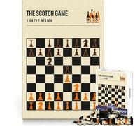 Scacchi, il gioco scozzese, puzzle da 1000 pezzi Pensare con chiarezza, rilassarsi, bordi precisi, elegante regalo di Natale (38x52cm)